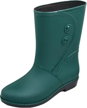 AMDBEL Short Rain Boots for Women Waterproof, Women Rain Boots Black Waterproof Mid Calf Lightweight Cute Booties Fashion Out Work Comfortable Garden Shoes