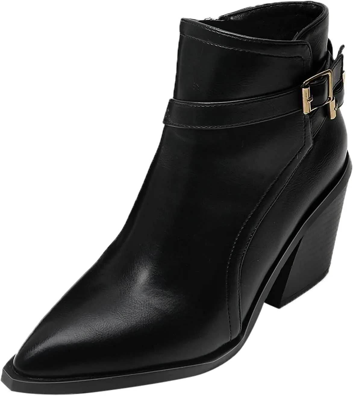 Ankle Booties for Women Chunky Heel Boots Women Pointed Toe High Heel Chunky Heel Slip On Fashion Party Shoes Boots