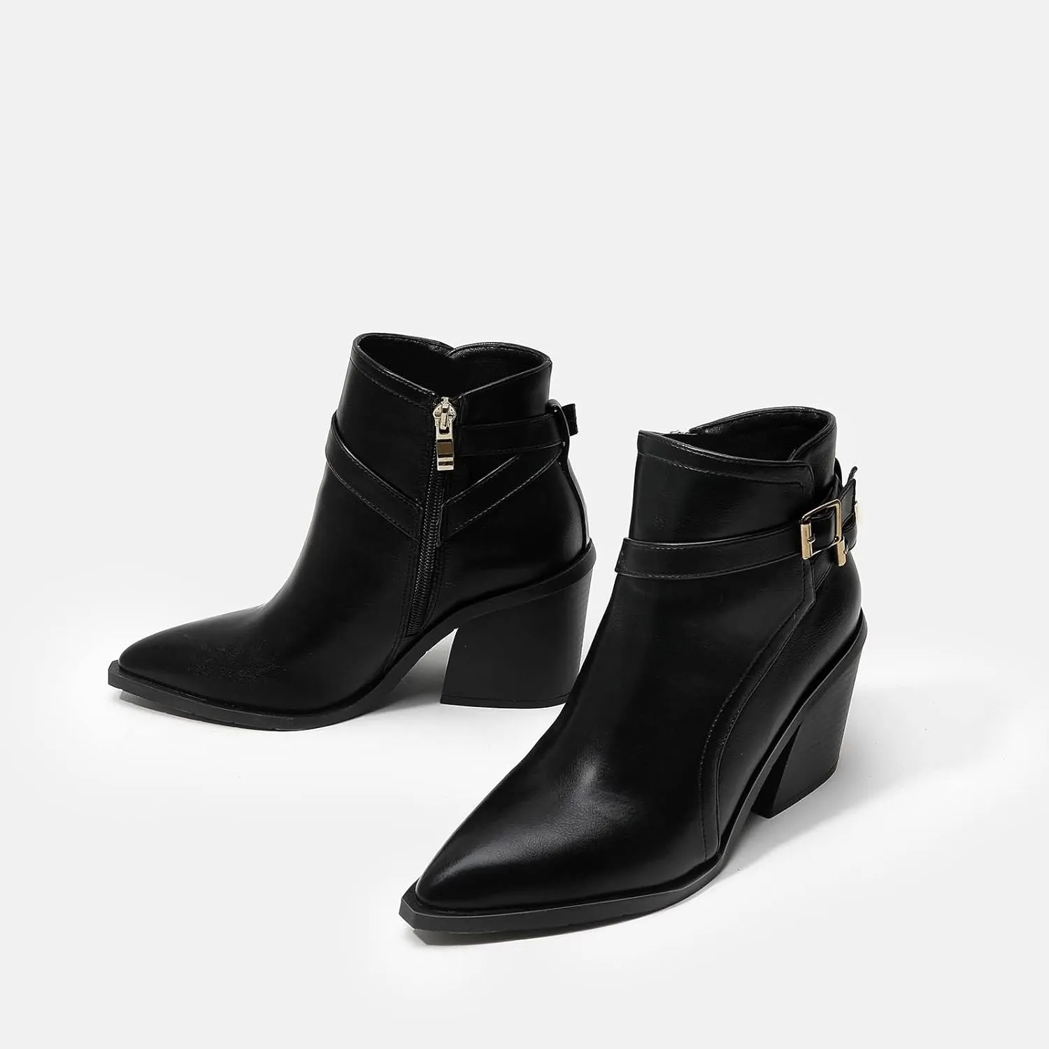 Ankle Booties for Women Chunky Heel Boots Women Pointed Toe High Heel Chunky Heel Slip On Fashion Party Shoes Boots