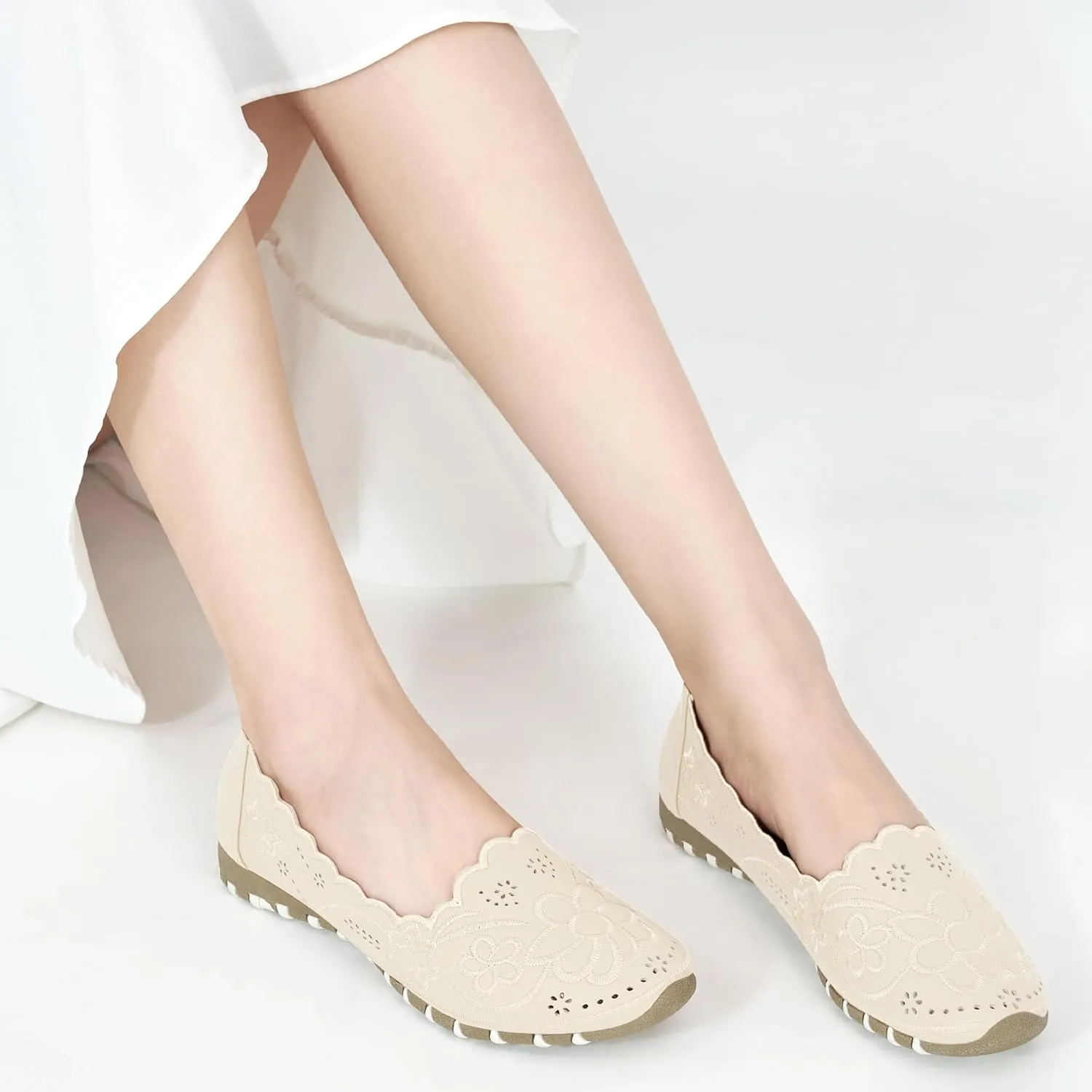 Aomigoct Flats for Women Ballet Shoes: Comfortable Round Toe Dress Womens Flats Casual Slip on Walking Shoes