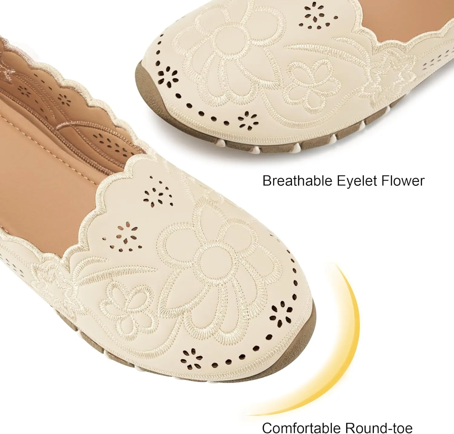 Aomigoct Flats for Women Ballet Shoes: Comfortable Round Toe Dress Womens Flats Casual Slip on Walking Shoes