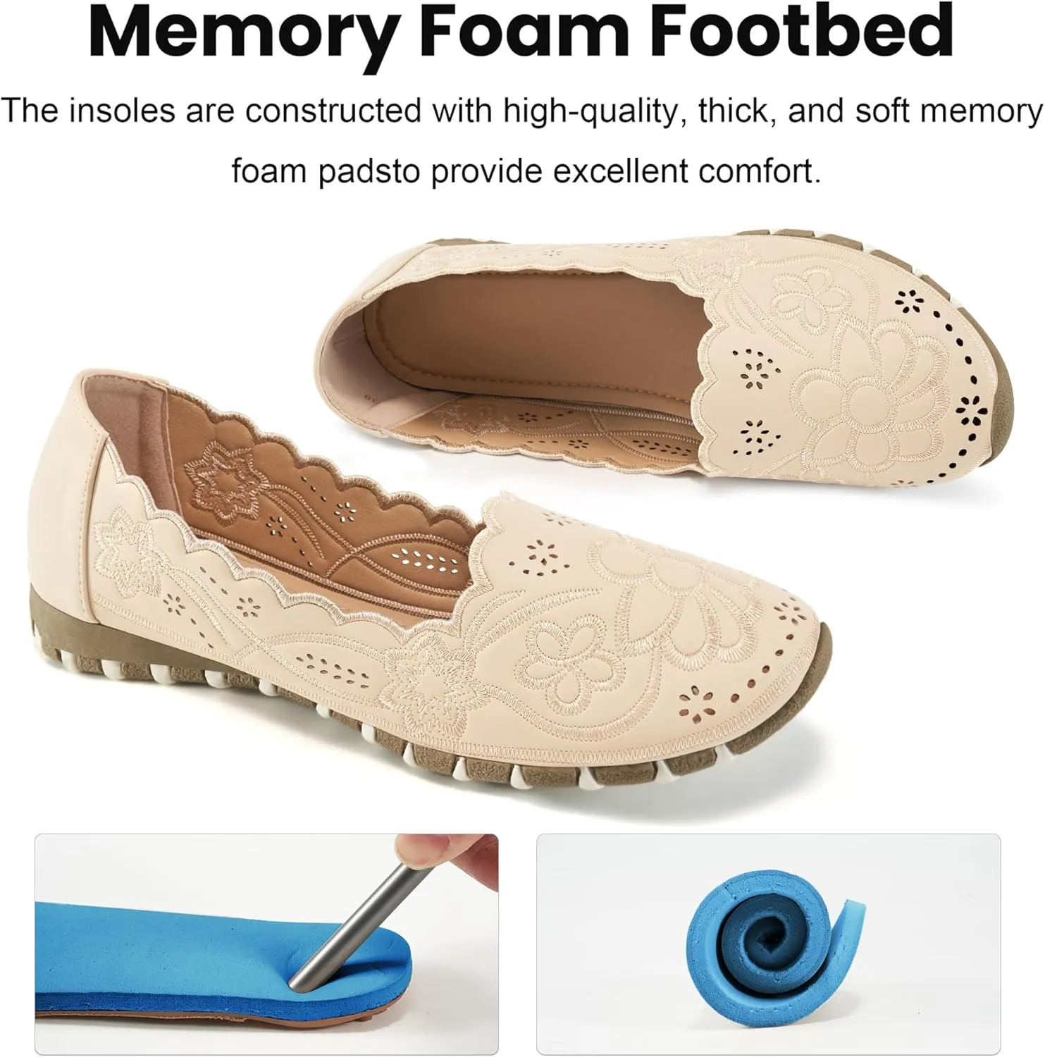 Aomigoct Flats for Women Ballet Shoes: Comfortable Round Toe Dress Womens Flats Casual Slip on Walking Shoes