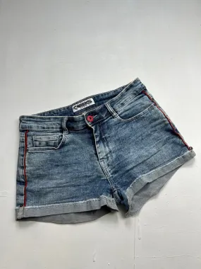 Baby blue denim low rise mini short (S/M)