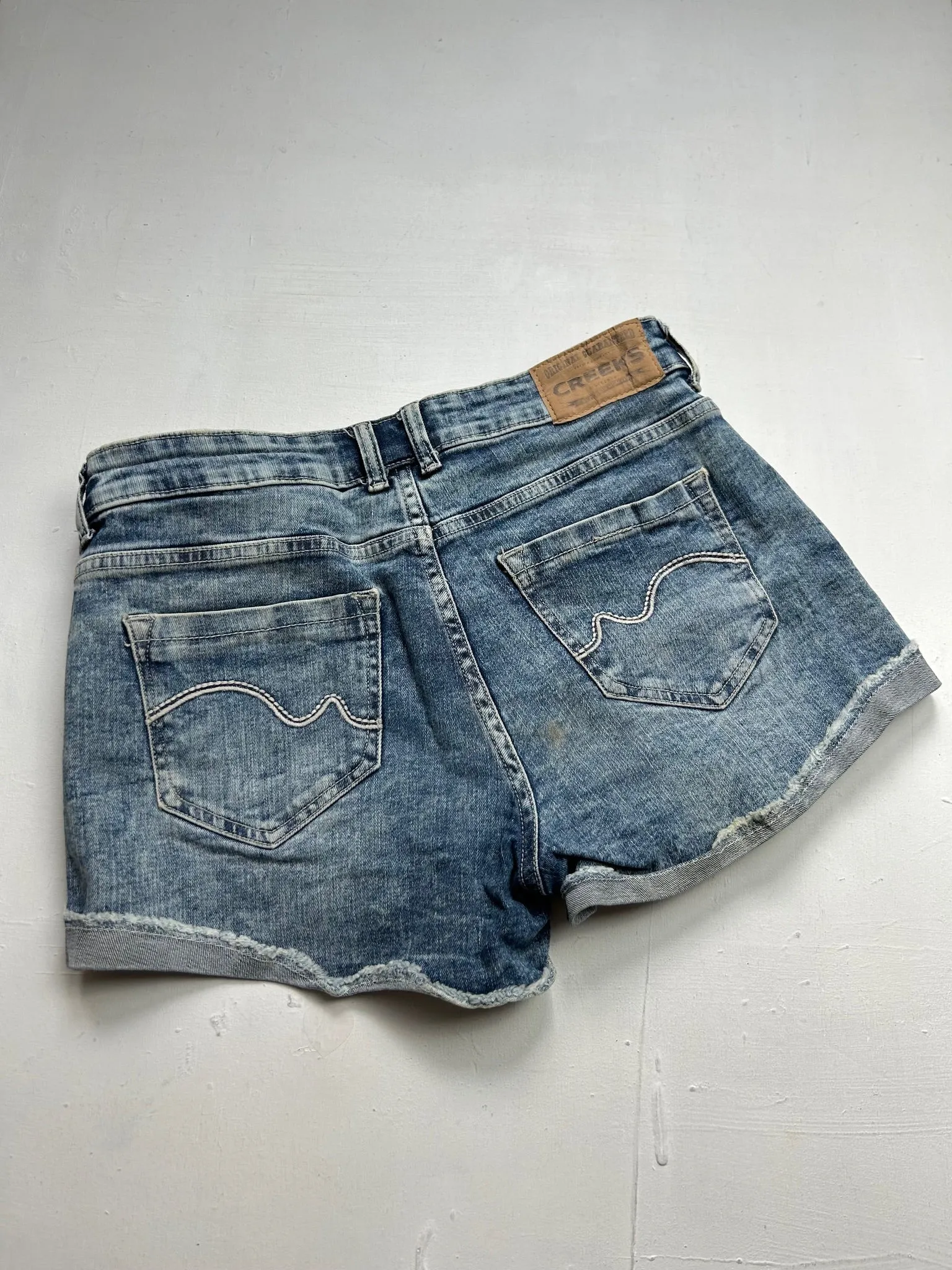 Baby blue denim low rise mini short (S/M)