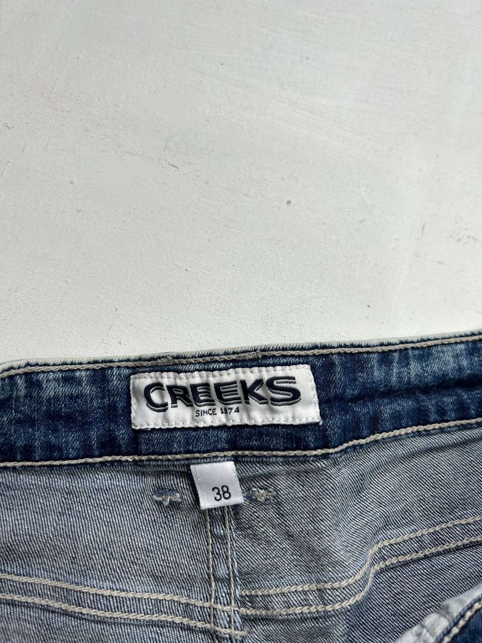 Baby blue denim low rise mini short (S/M)