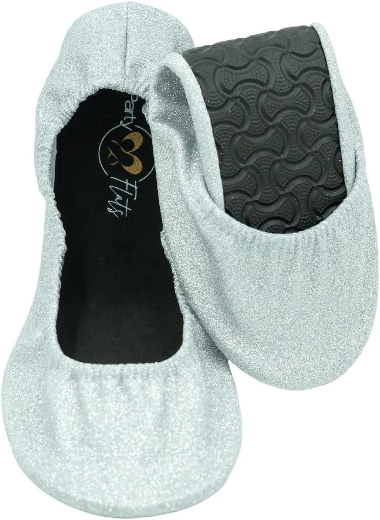 Ballet Slippers for Women | Foldable Ballerina Shoes for Purse with Heels Bag and Hair Bow | Comfortable for Travel Concert, Stylish Evening Dress | Stretchy for Wide Width and Narrow Feet