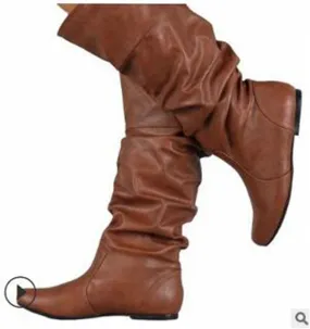 Bcshiye Women's Sexy Thigh High Boots Winter Knee High Flat Wide Mid Calf Boots Comfy Slip On Riding Boots