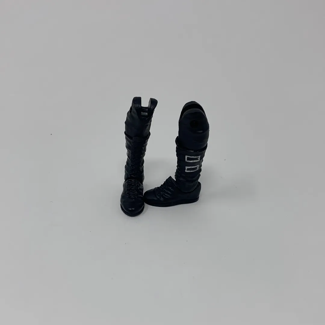 Black Boots with Silver Buckle and Black Pants