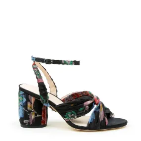 Black Floral Twist Sandal   Marilyn Strap