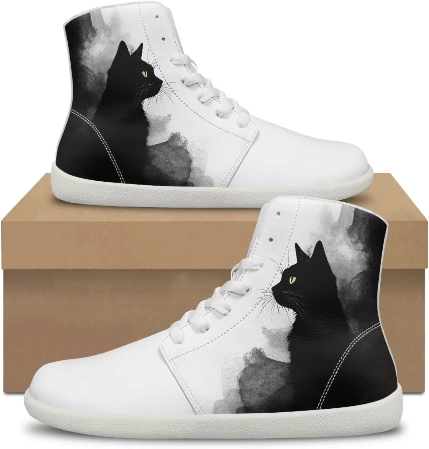 chaqlin High Top Sneaker Laces White for Women Men Fitness Ankle Support Shoes Ankle Boots Walking Tennis Platform Leather Sneaker