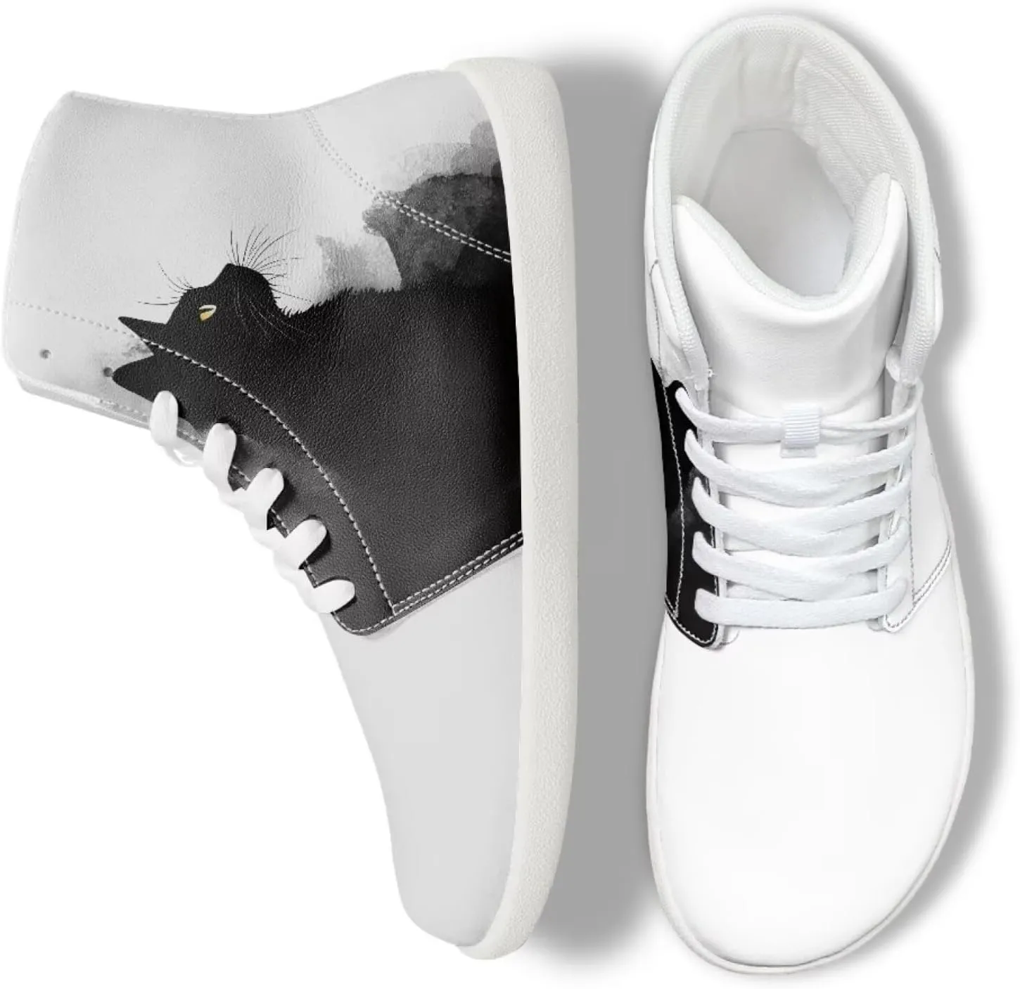 chaqlin High Top Sneaker Laces White for Women Men Fitness Ankle Support Shoes Ankle Boots Walking Tennis Platform Leather Sneaker