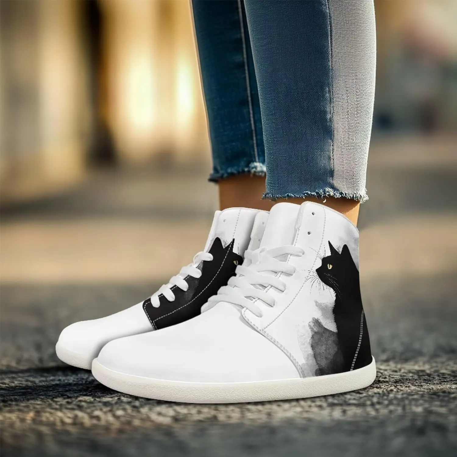 chaqlin High Top Sneaker Laces White for Women Men Fitness Ankle Support Shoes Ankle Boots Walking Tennis Platform Leather Sneaker