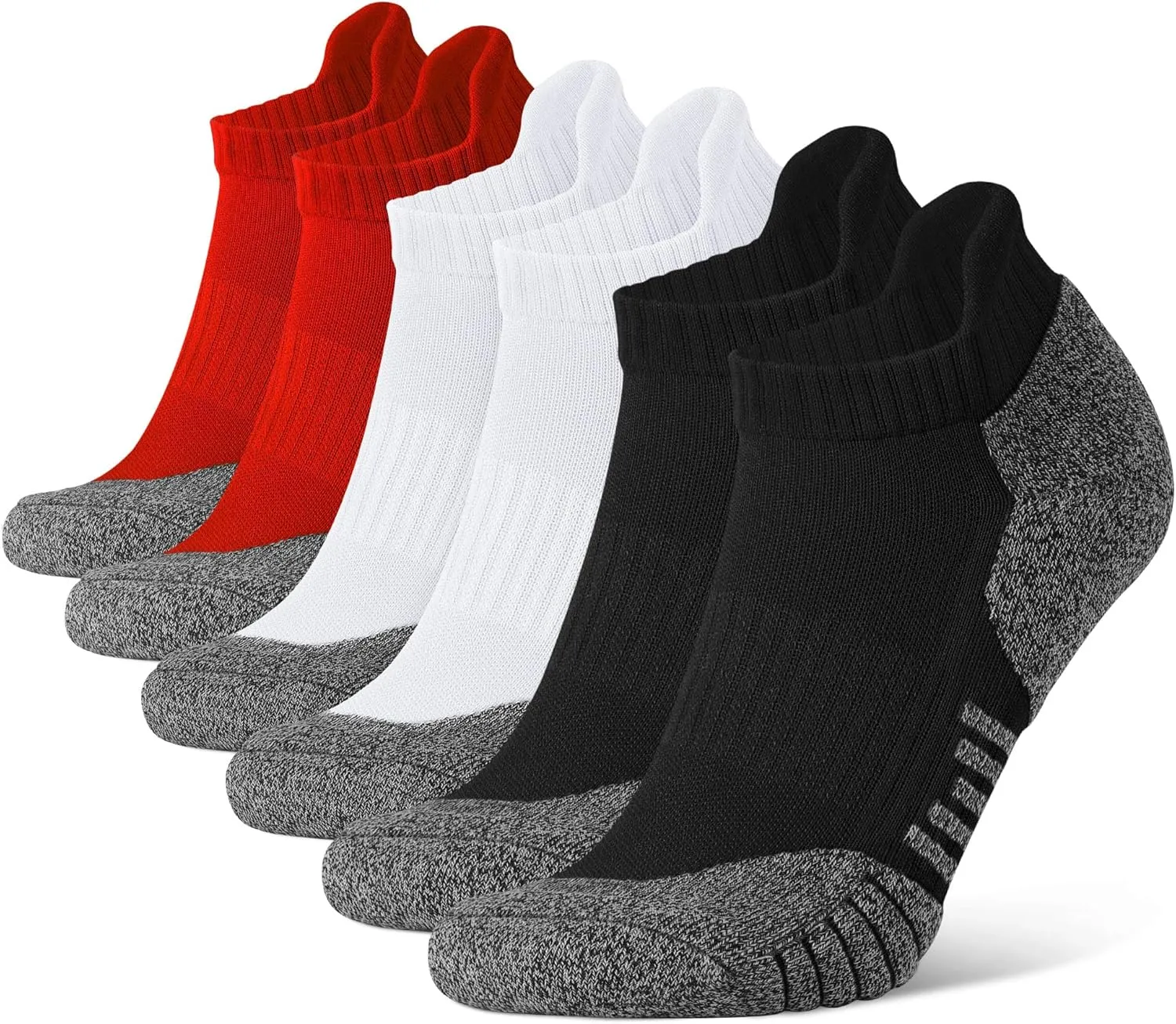 CLOSEMATE Mens Ankle Athletic Running Socks Cushioned Anti-Blister Low Cut for Sports 6 Pairs