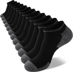 COOVAN Mens Athletic Ankle Socks Running Cushioned Breathable Low Cut Sports Workout Socks（12 Pairs）