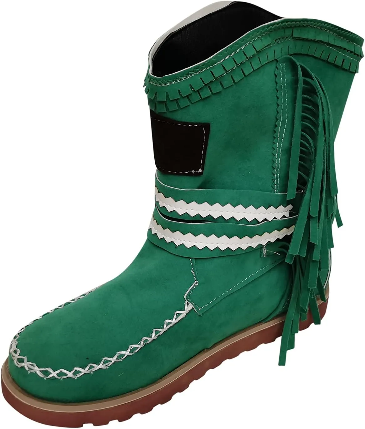 Cowboy Boots For Women Tassel Flat Cowboy Boots Suede Buckle Wedge Cowgirl Western Ankle Booties Ankle Bootie