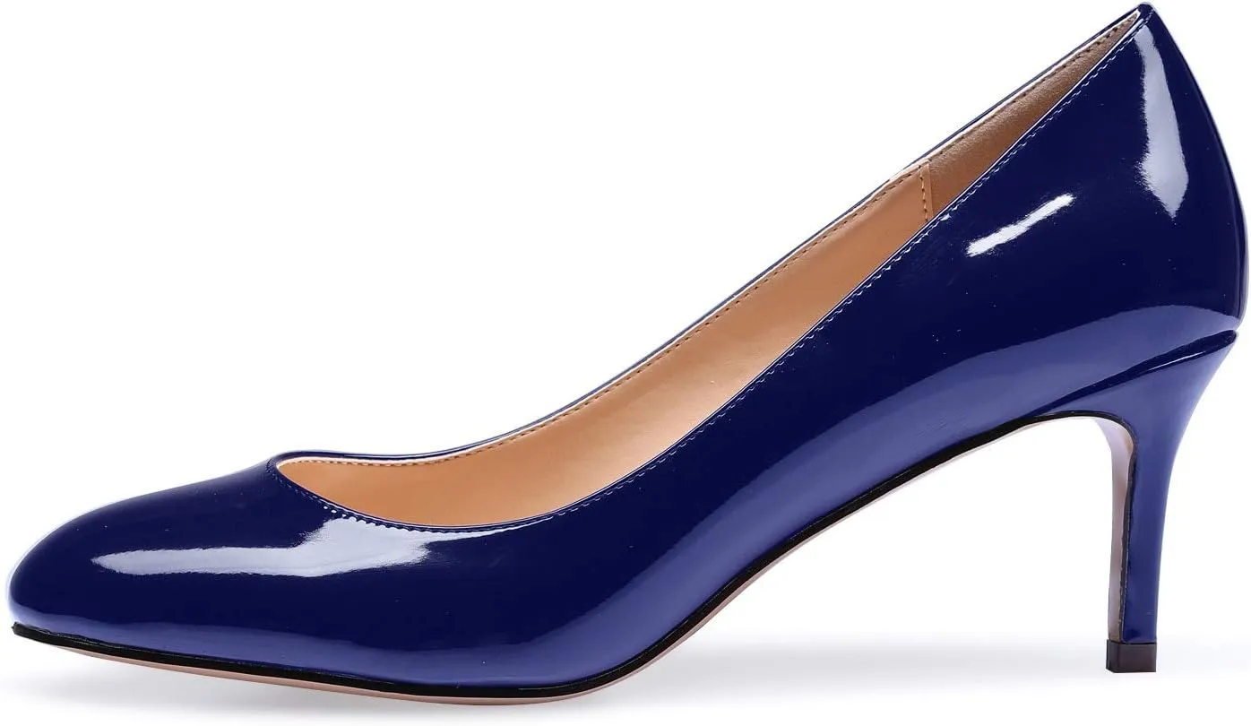 Eldof Women Kitten Heel Pumps - Round Toe 6.5cm Mid-Heel Court Shoes for Wedding, Party, Office