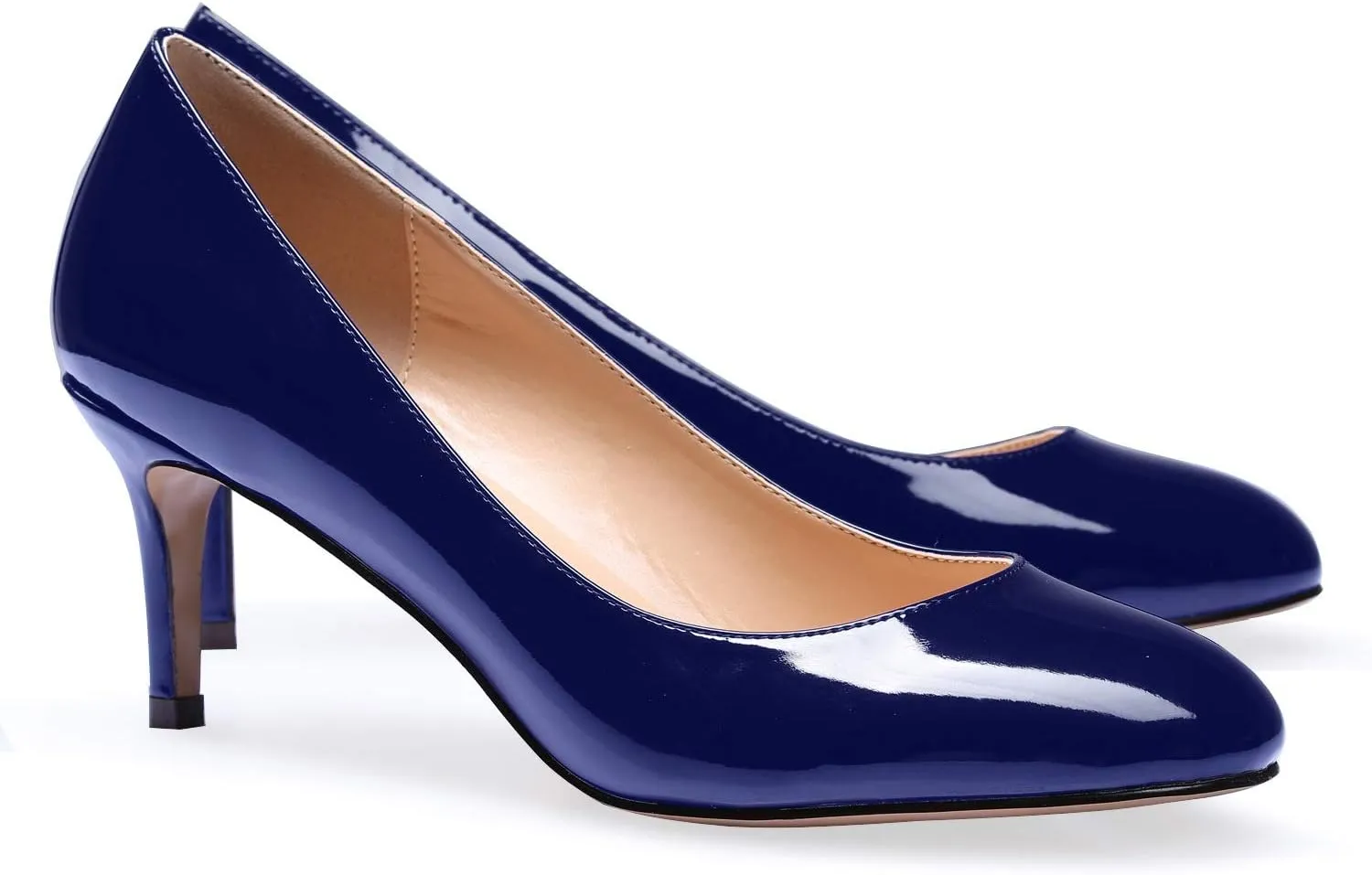 Eldof Women Kitten Heel Pumps - Round Toe 6.5cm Mid-Heel Court Shoes for Wedding, Party, Office