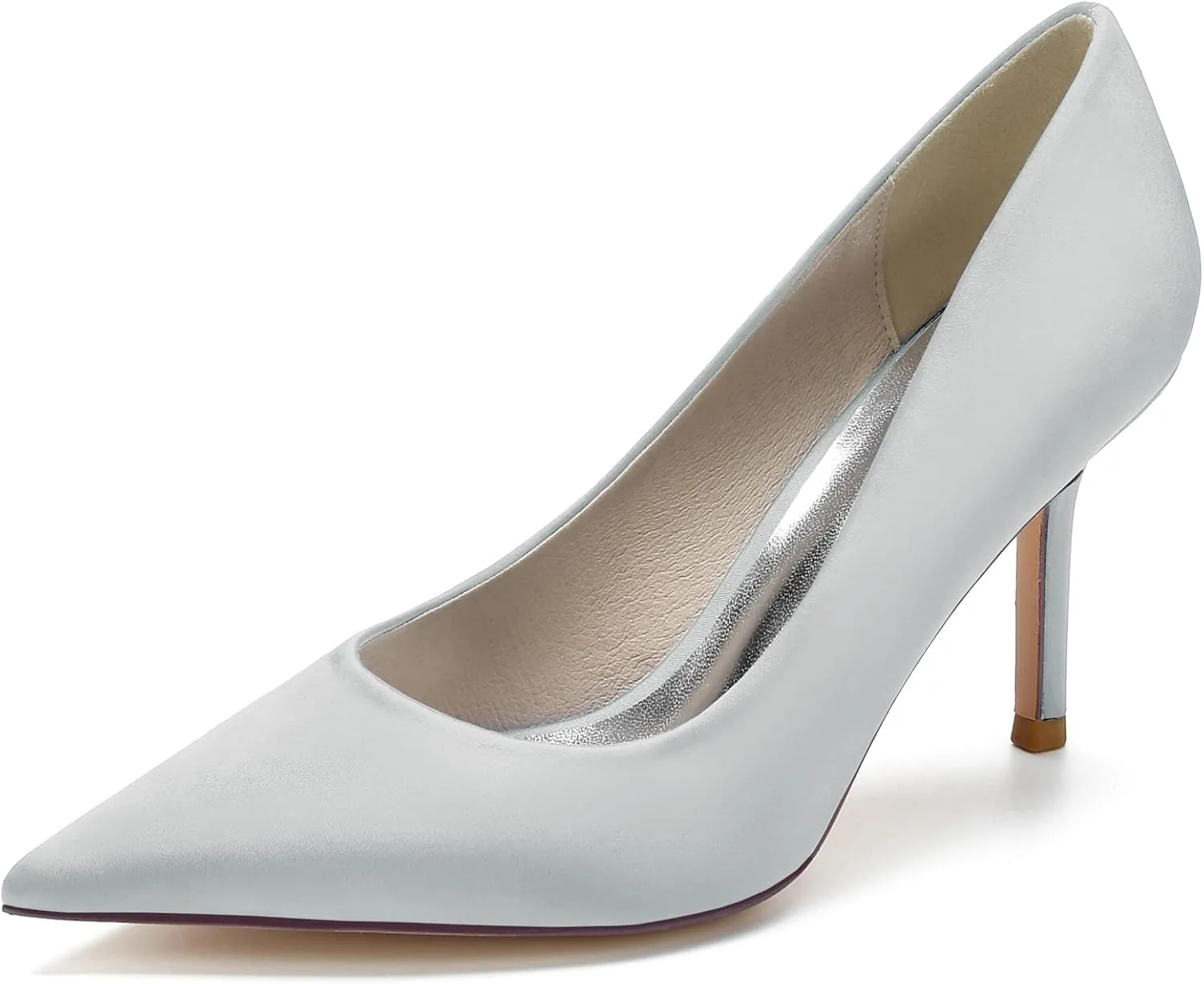 FufoneUS Wedding Bridal Shoes Women's Stiletto High Heel Dress Pumps Pointed Toe Evening Party Shoes,Silver,8