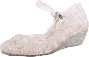 Glitter Toddler Shoes Girls Jelly Sandals Cosplay Dress Up Mary Jane Flats Heels Dance Party Birthday Single Shoes for Kids Toddler Baby Girl Shoes