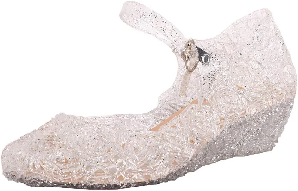 Glitter Toddler Shoes Girls Jelly Sandals Cosplay Dress Up Mary Jane Flats Heels Dance Party Birthday Single Shoes for Kids Toddler Baby Girl Shoes