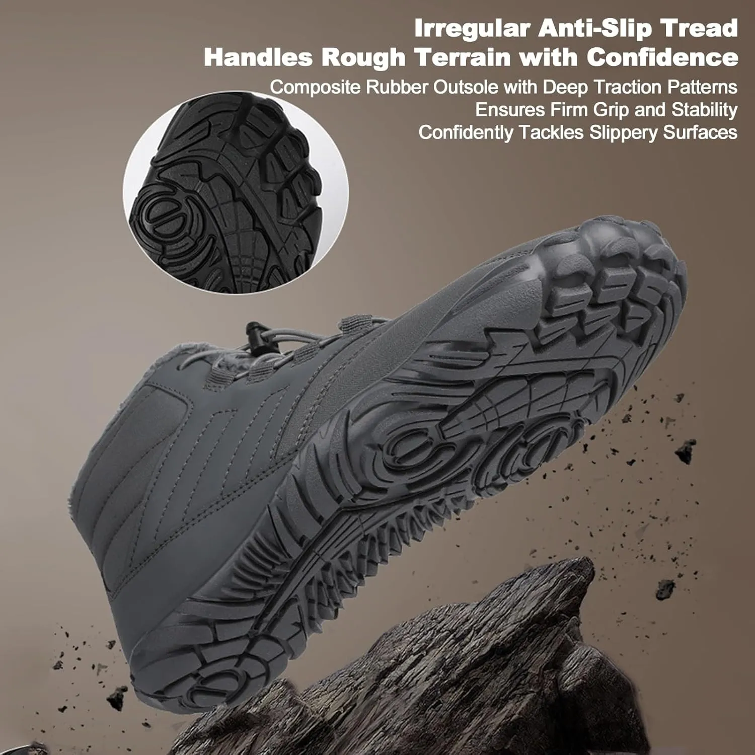 Hike Winter Footwear Barefoot Boots Mens Womens Non-Slip and Comfortable Winter Barefoot Shoes Provide Warmth and Support Zero Drop Sole Hike Shoes for Hiking Walking Outdoor