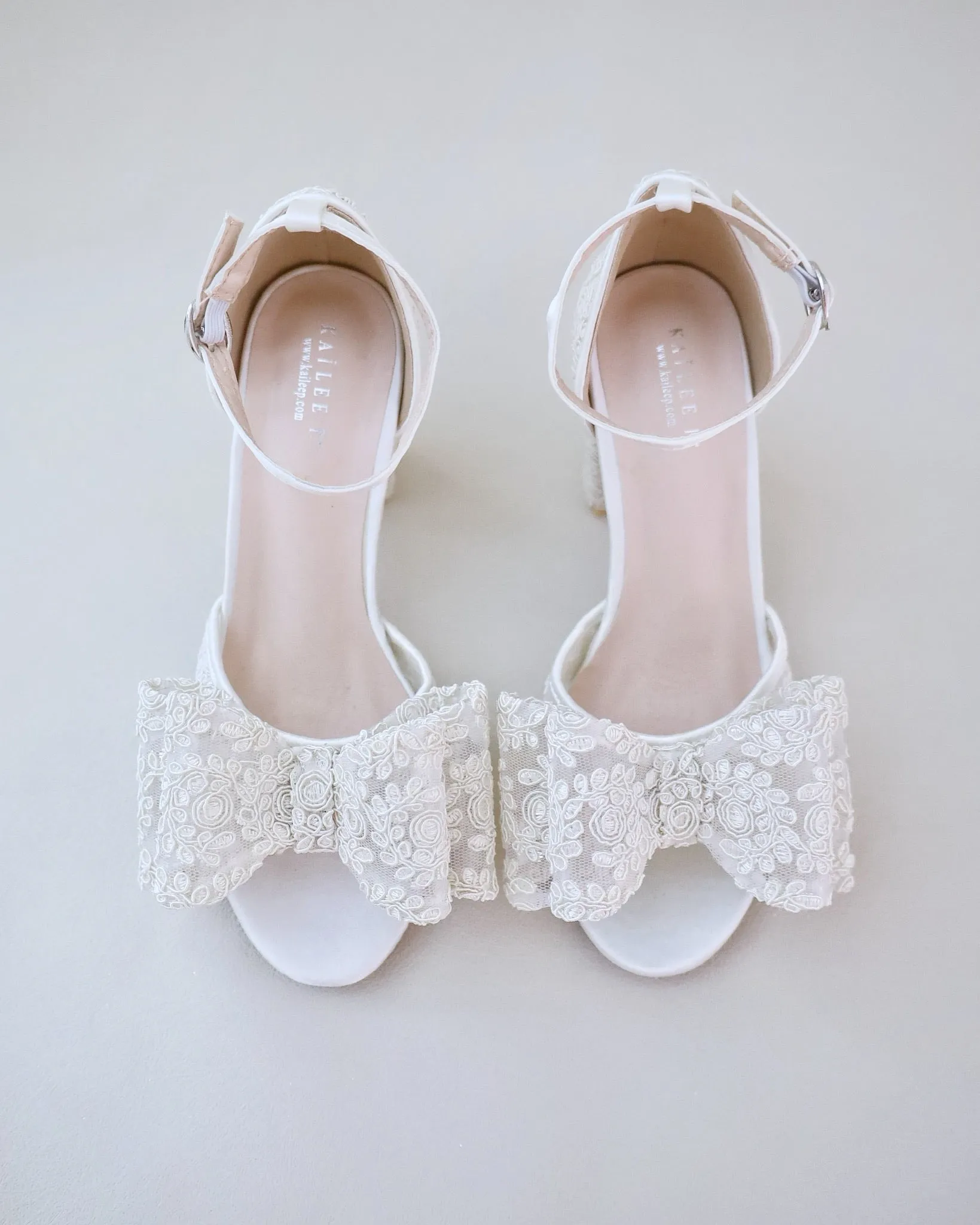 JOSKAA 2024 New Fashion High Heel Crochet Lace Block Heel Sandals with Oversized Lace Bow