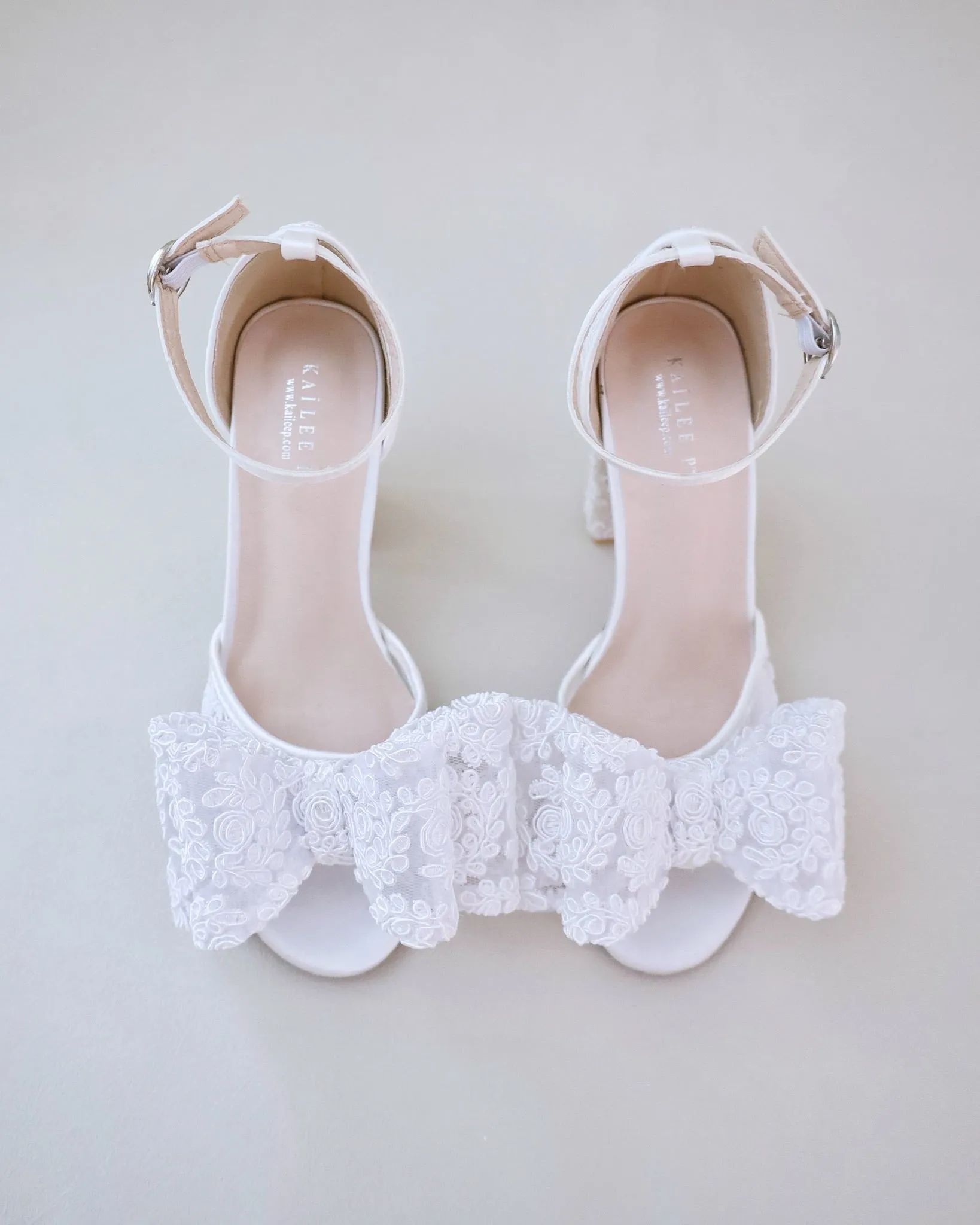 JOSKAA 2024 New Fashion High Heel Crochet Lace Block Heel Sandals with Oversized Lace Bow