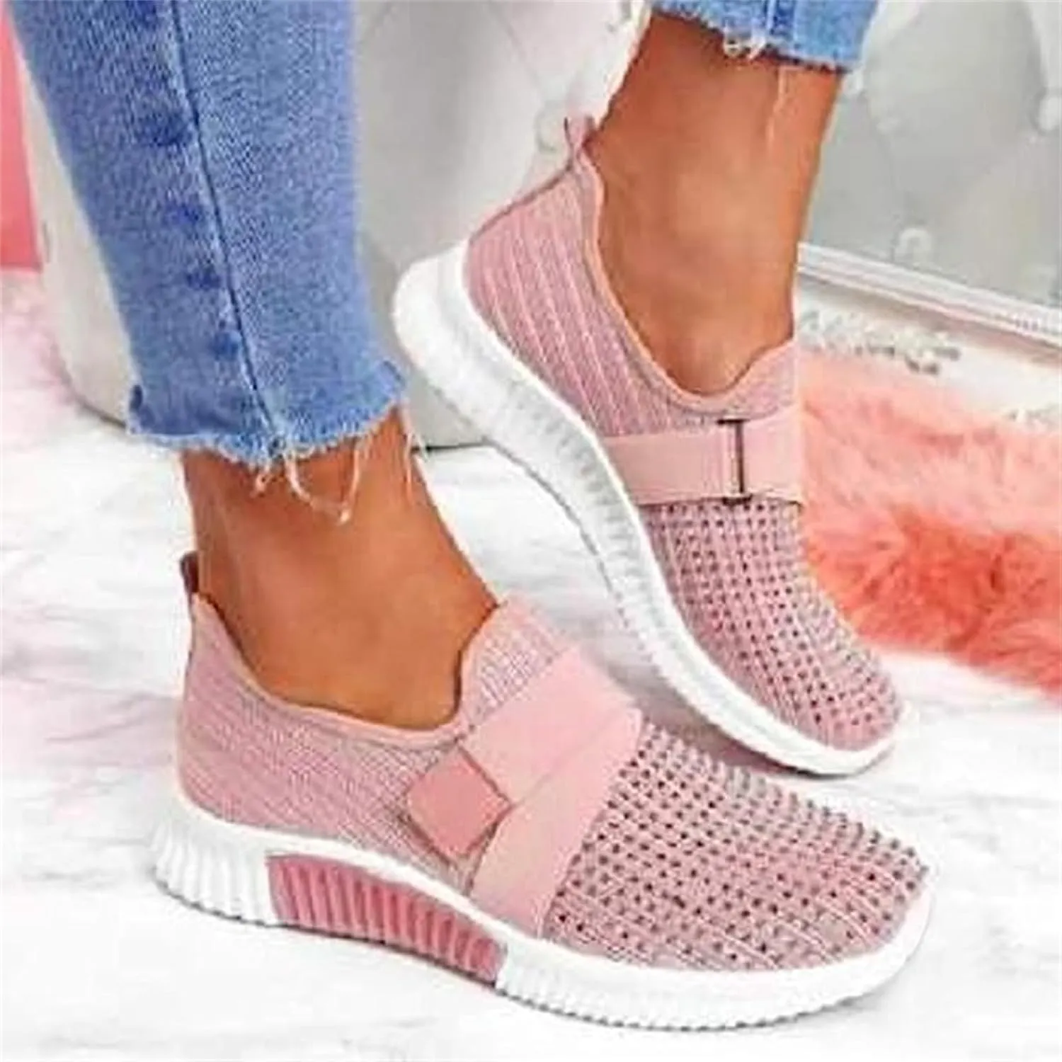 Ladmiple Running Shoes Womens Slip On Fashion Tennis Sport Gym Jogging Walking Comfortable Athletic Fitness Sneakers