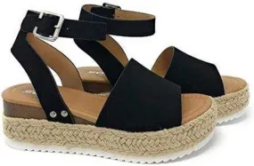 Ladmiple Wedge Sandals for Women Dressy Fashion Slip-On Sandal Summer Casual Beach Shoes Open Toe Espadrilles Platform