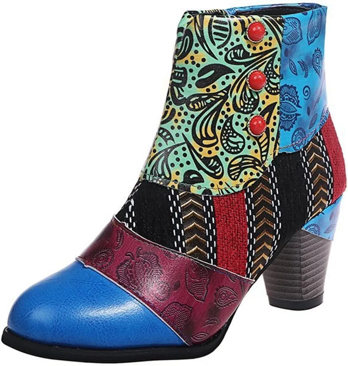 Lausiuoe Booties For Women Chunky Heel Sexy Ankle Boots Chunky Stacked Mid Heel Fashion Side Zipper Western Short Boots