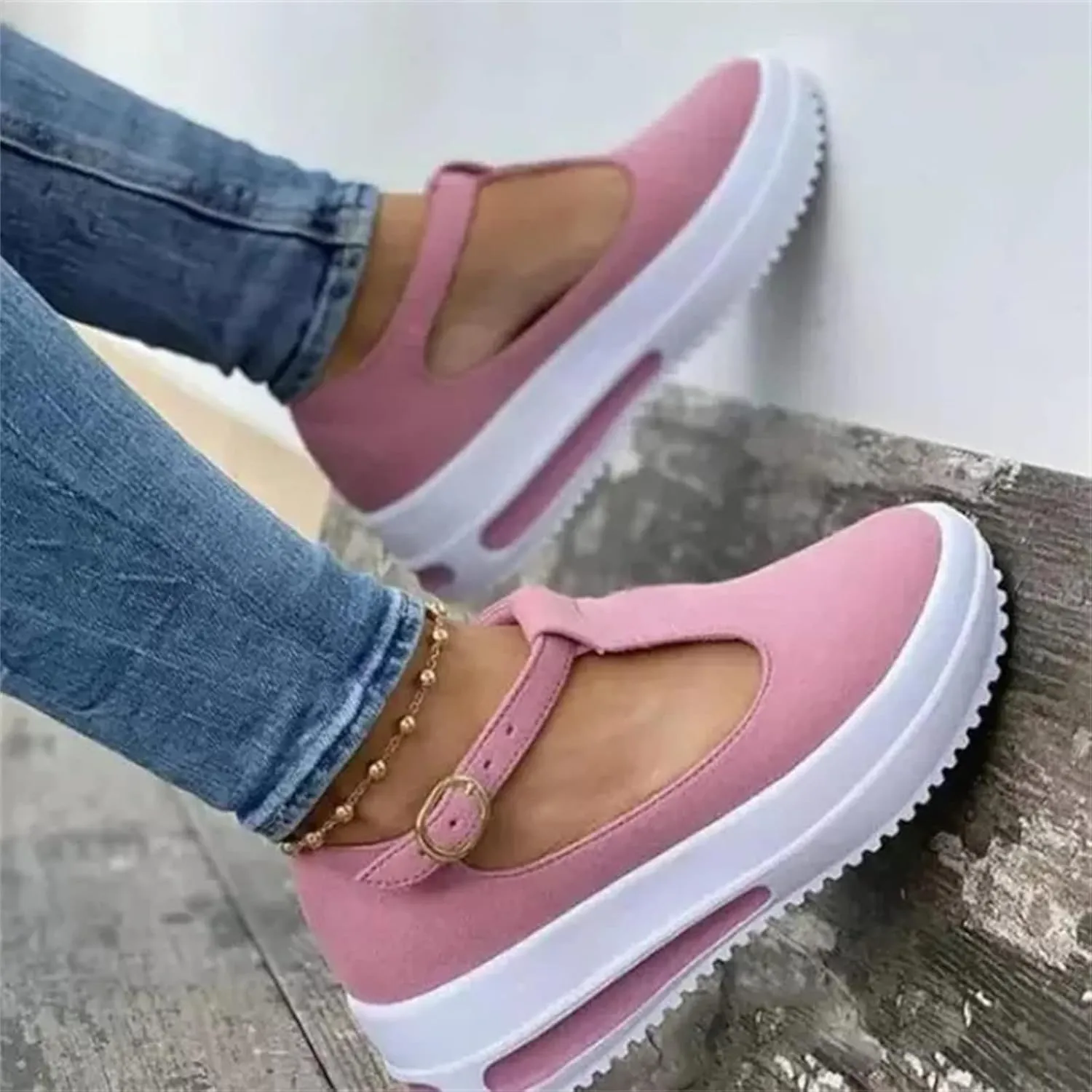 Lausiuoe Sneakers For Women Platform Slip On Fashion Canvas Shoes Lightweight Non-Slip Casual Comfortable Walking Flat Loafer