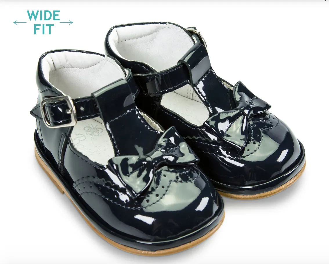 Lidia Navy Patent Shoes Wide Fit