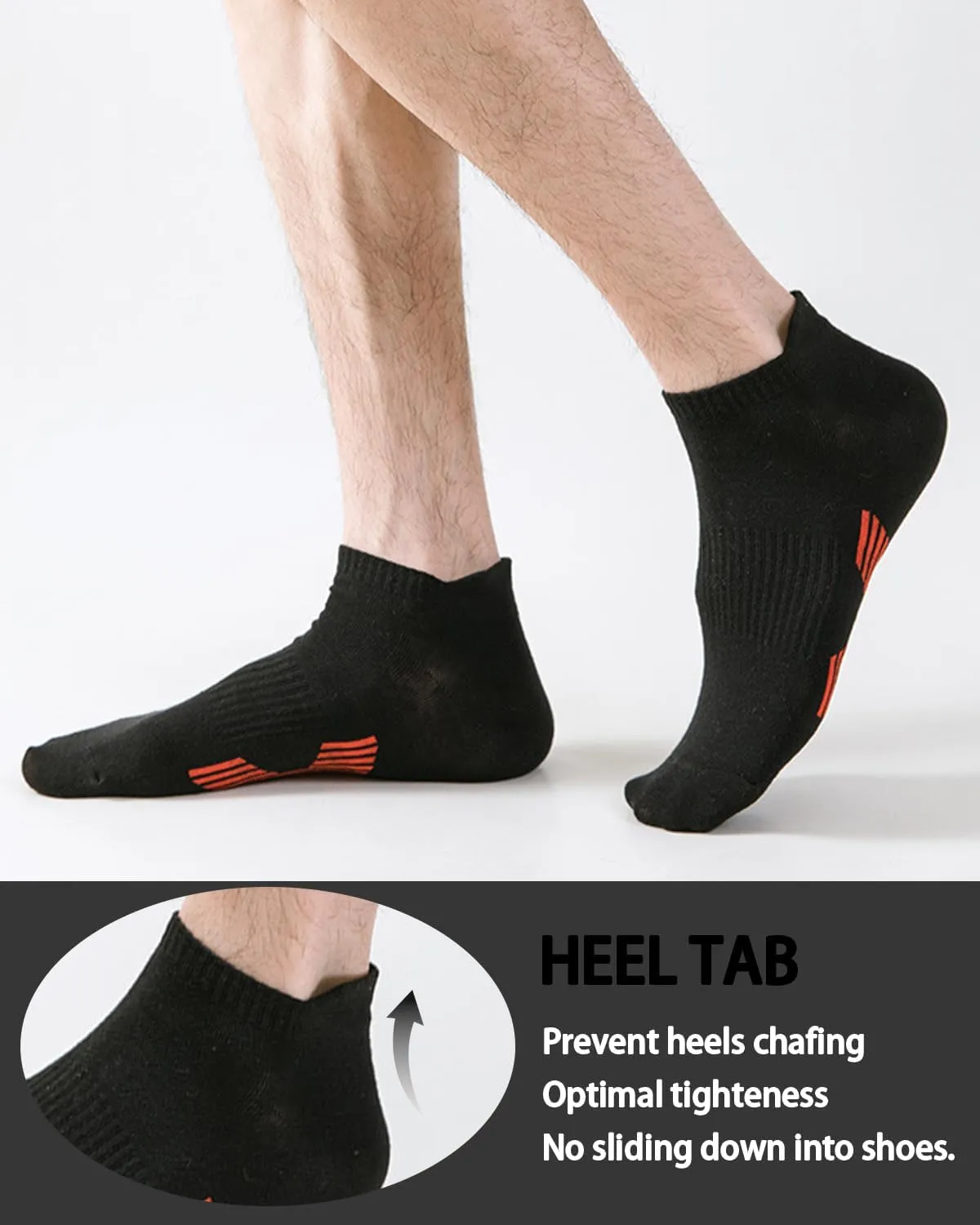 Mens Ankle Athletic Socks Low Cut Breathable Running Socks Cushioned Arch Sport Cotton Casual Socks 6-12 (5 Pairs)