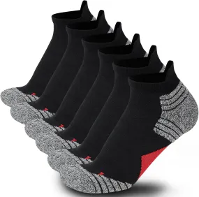 Mens Cushioned Ankle Athletic Running Socks Low Cut Sports Tab Socks 3/5/6-Pairs 6-9/9-12/12-14