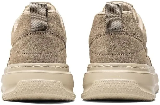 Men's Leather Lace-Up Sneakers Comfort Walking Shoes Cushioned Sole Elevator Shoes for Men Casual Skate