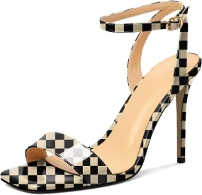 Mettesally Womens High Heel Sandals Open Toe Stilettos Slingback Crisscross Ankle Strap Heeled Sandals Prom Wedding Shoes