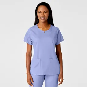PRO Women's 4 Pocket Notch Neck Scrub Top - Ceil Blue