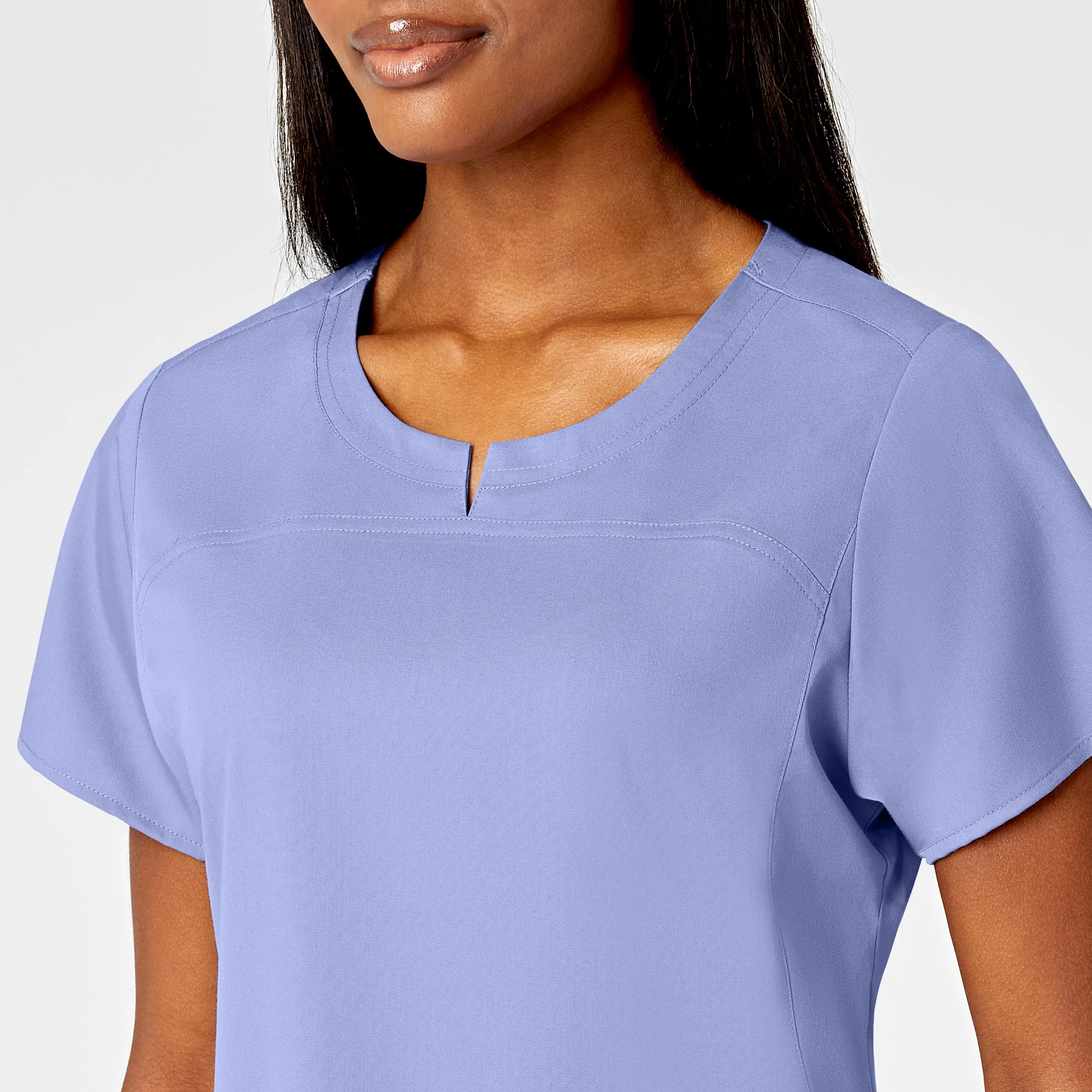 PRO Women's 4 Pocket Notch Neck Scrub Top - Ceil Blue