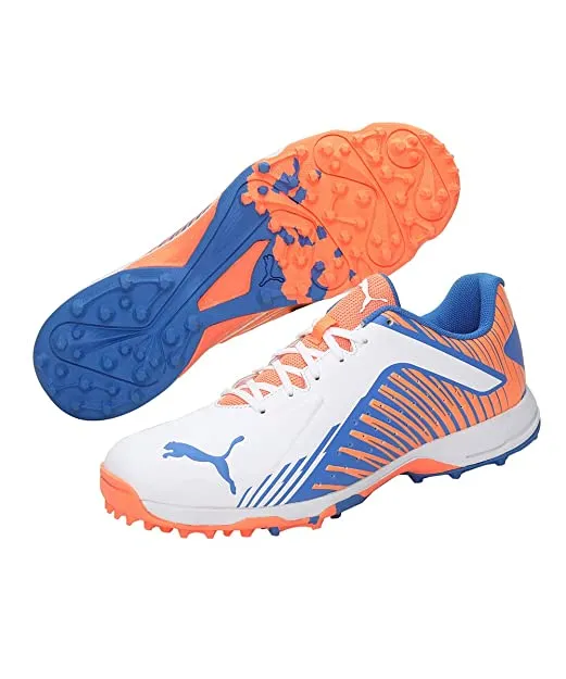 Puma Mens 22 Fh Rubber Vk Cricket Shoe (White-Bluemazing-Neon Citrus)