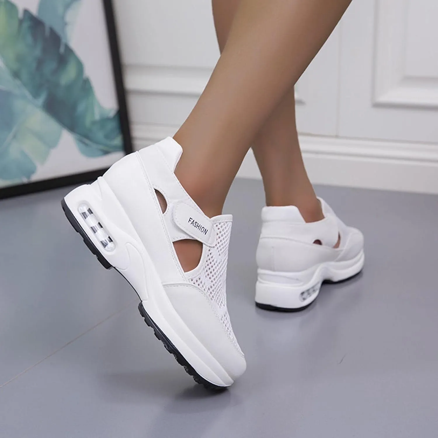 Running Shoes for Women Trendy Hollow Out Sneakers Slip on Canvas Shoe Fashion Casual Summer Comfy Walking Platform Loafers Footwear