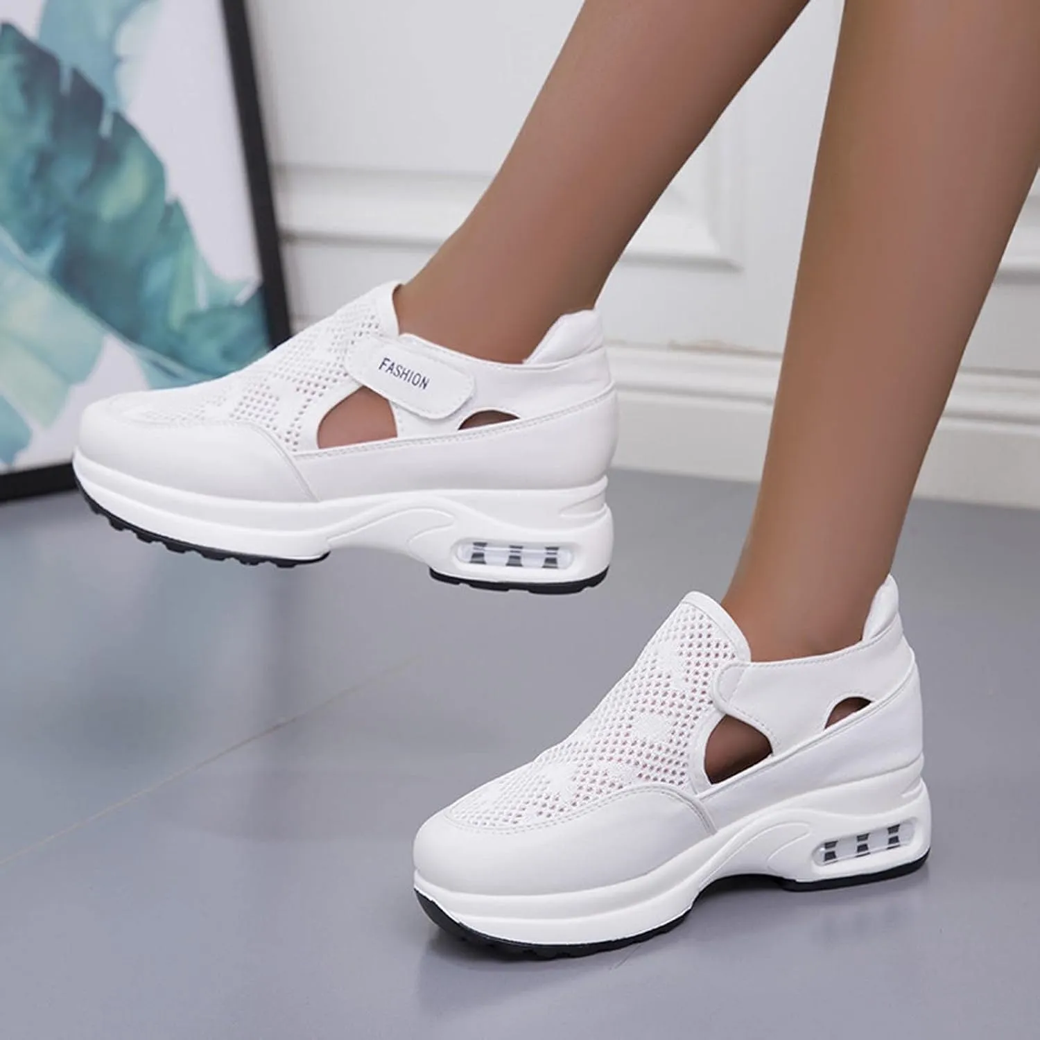 Running Shoes for Women Trendy Hollow Out Sneakers Slip on Canvas Shoe Fashion Casual Summer Comfy Walking Platform Loafers Footwear