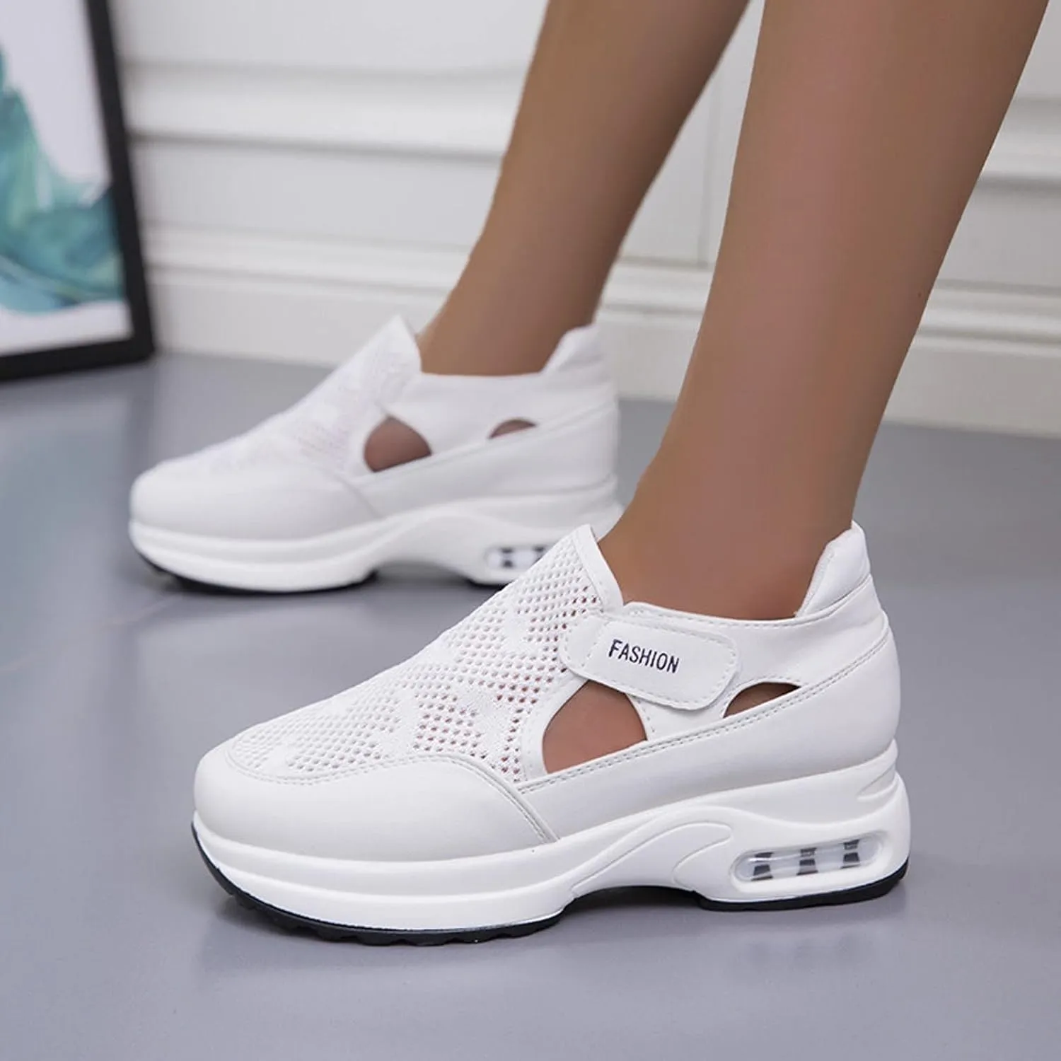 Running Shoes for Women Trendy Hollow Out Sneakers Slip on Canvas Shoe Fashion Casual Summer Comfy Walking Platform Loafers Footwear