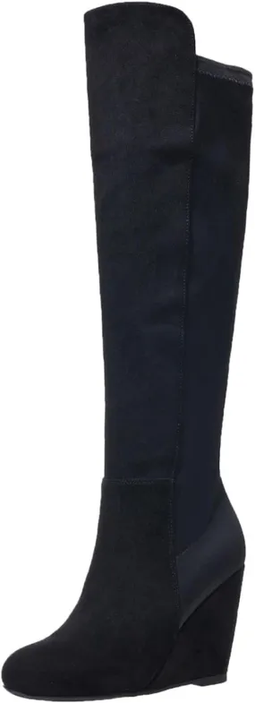 SACFOF Womens Over the Knee High Boots Suede Wedge Heel Long Stretch Boots Sexy Fashion Thigh High Tall Boots US6-11