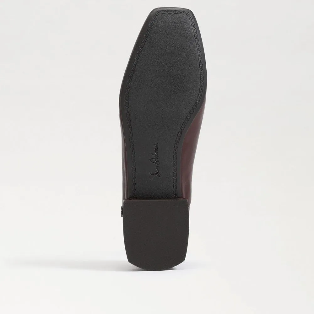Sam Edelman Kasey French Burgundy Leather Squared Toe Slip On Dress Ballet Flats
