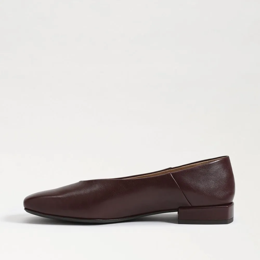 Sam Edelman Kasey French Burgundy Leather Squared Toe Slip On Dress Ballet Flats