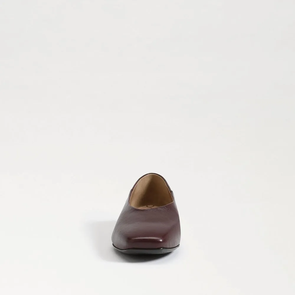 Sam Edelman Kasey French Burgundy Leather Squared Toe Slip On Dress Ballet Flats