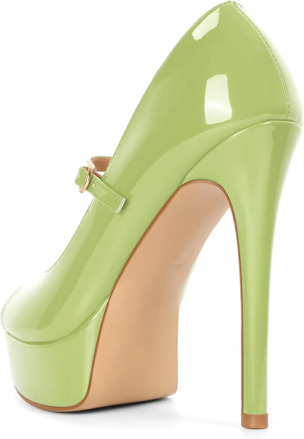 SAMMITOP Women's Peep Toe High Heels Platform Stiletto Pumps Patent Mary Jane Heels 5.5" Party Wedding Dress Shoes