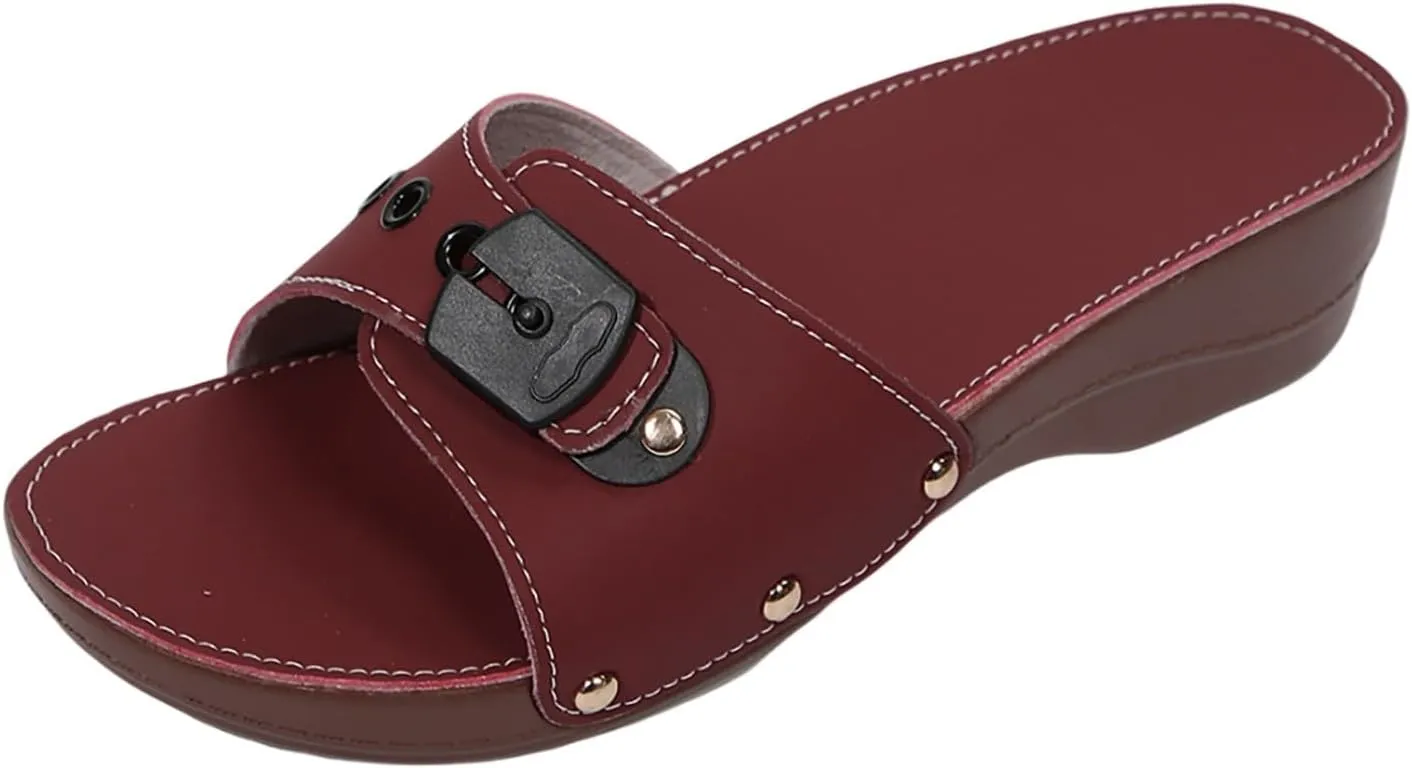 Sandals Wedge Shoes for Women Orthopedic Comfortable Arch Support Platform Wedge Summer Slides Leather Sandals