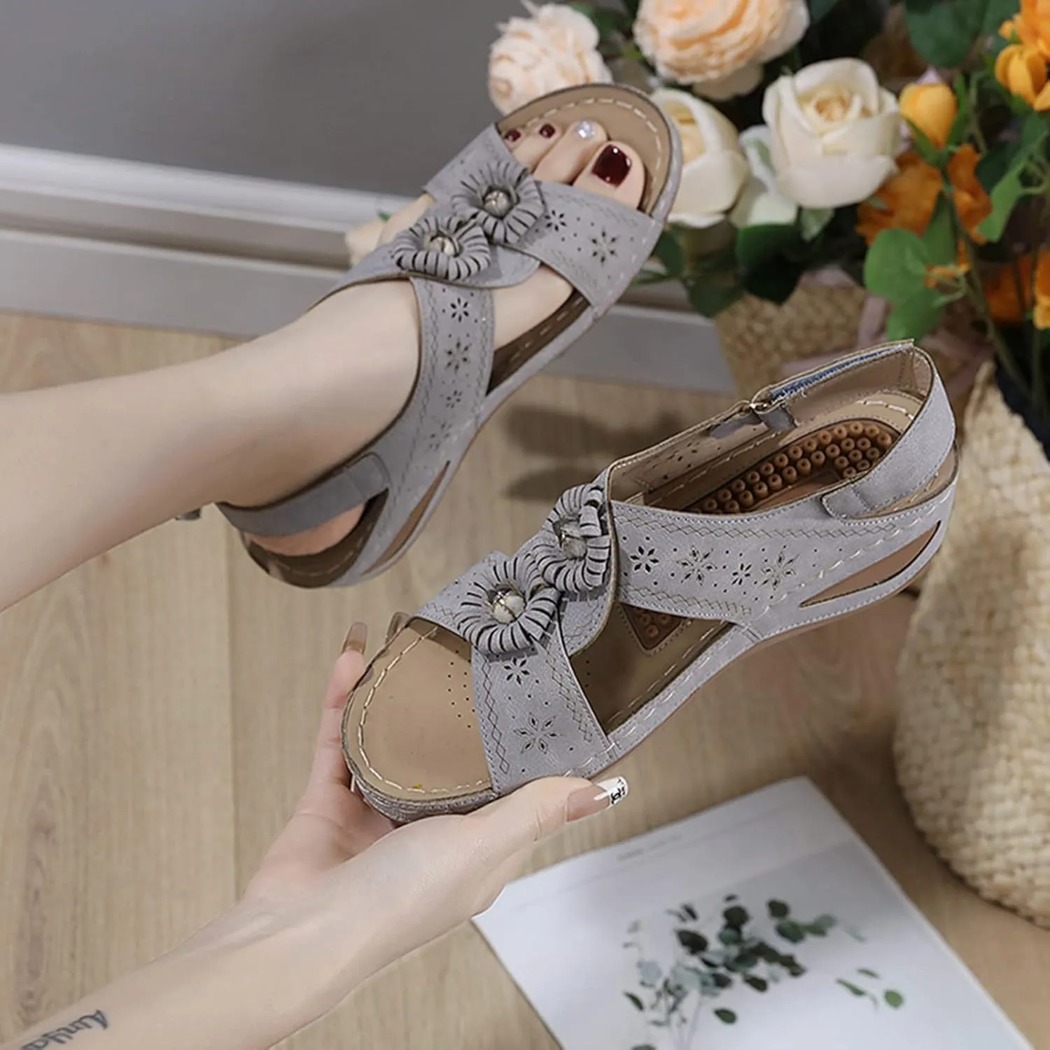 SBGMoSJ Orthopedic Low Heels for Women Dressy White Summer Sandals Women Women Summer Shoes 10 Hiking Sandals Women Low Heels for Women Heels for Wide Feet Women
