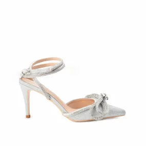 Silver Glitter Rhinestone High Heel Sandals | 449L-S